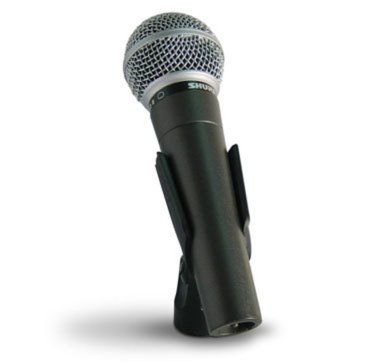 Back view of SM58 Microphone mounted in the microphone stand