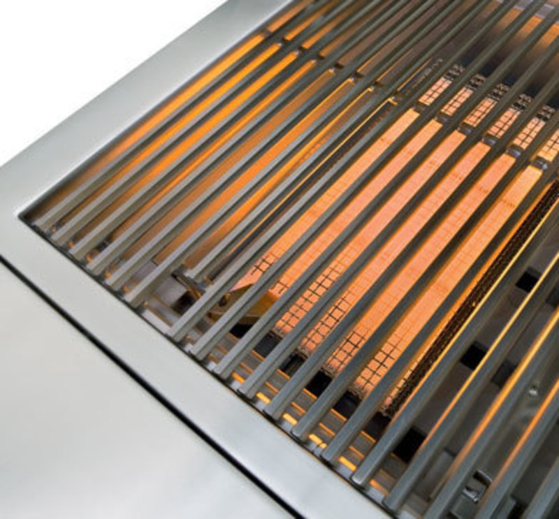 Grill surface exposed with burners on