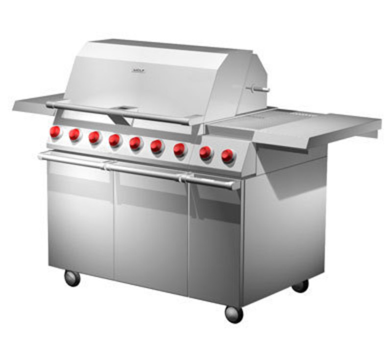 Three quarters front view of the gas 36 inch gas grill