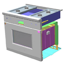 SolidWorks view showing how new sheet metal components interact with new internal components
