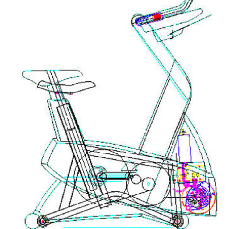 Classic series design overlayed onto an older bike design to show room for internal components