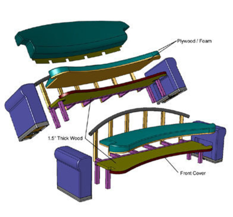 SolidWorks exploded view showing how the couch would be assembled