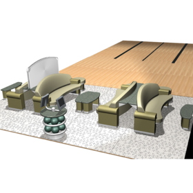 In context rendering of the striking line couch