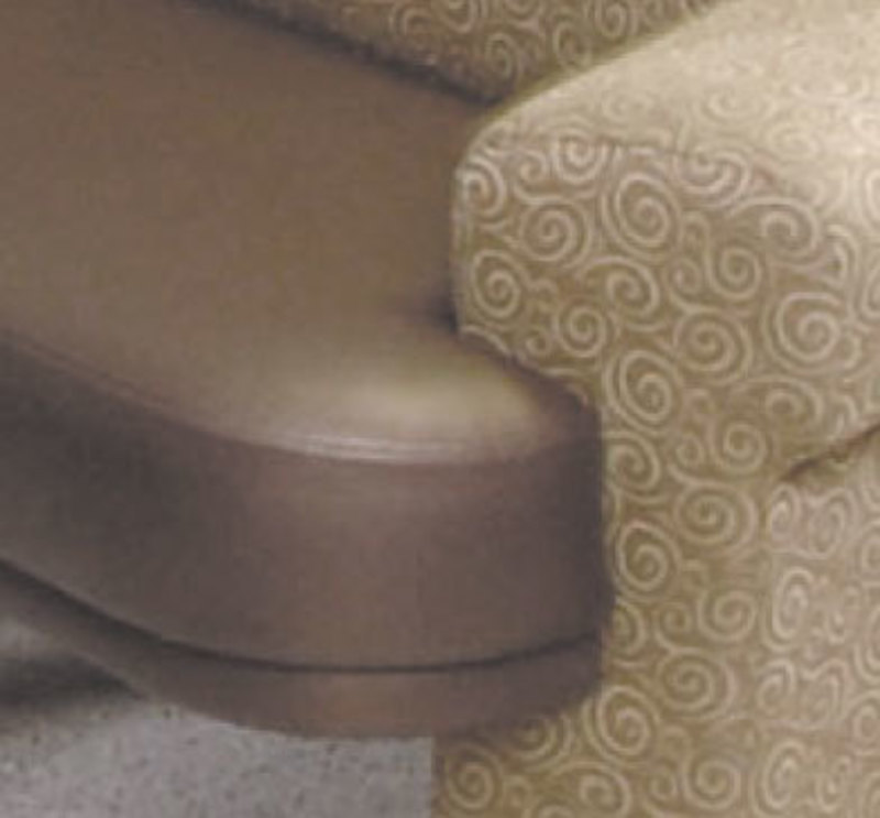 Close up view showing the materials used for upholstering the striking line couch