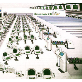 Concept rendering showing a bowling alley furnished with Brunswick products
