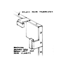 Concept sketch showing the corner bracket that would allow panels to hang on the Bretford Wall Track