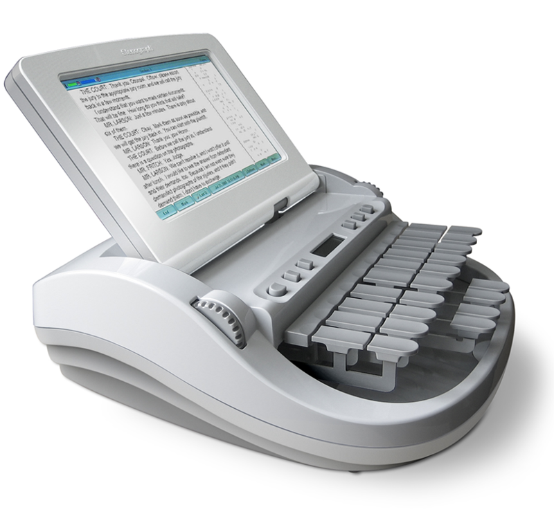Perspective view of the diamante writer with the screen open displaying text