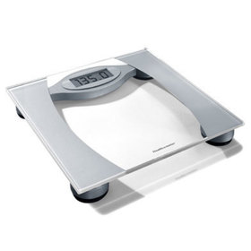 Overhead view of the Production version of the glass top bathroom scale