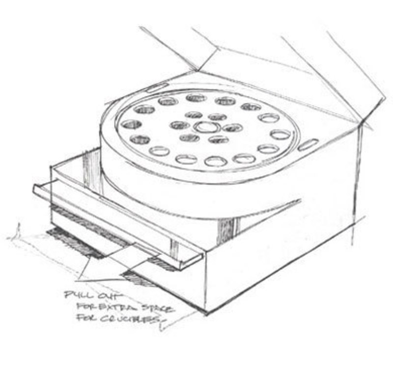 Concept sketch detailing how samples could be removed from the TGA701