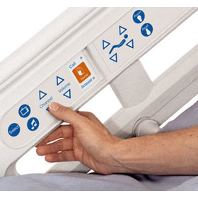 Detail view of the Advanta Hospital Bed's bedside control panel
