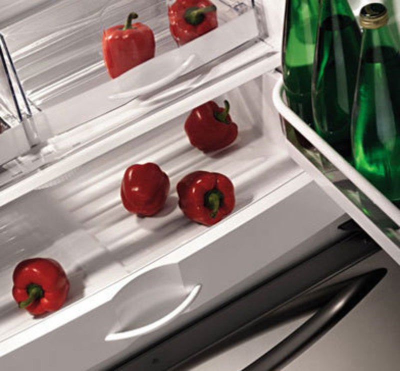 Overhead image of the production version showing a drawer with bell peppers in it