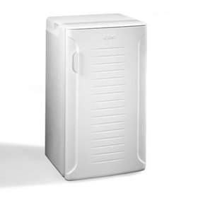 Three quarters front view of the medium sized refrigerator
