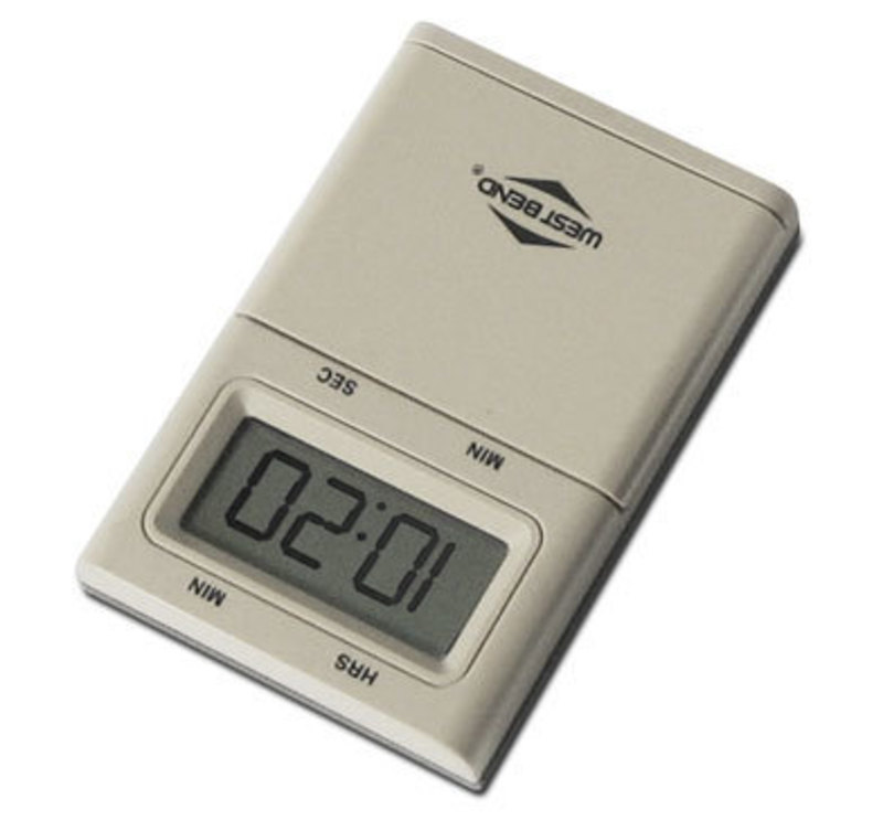 Overhead view of the telephone timer with the screen display active