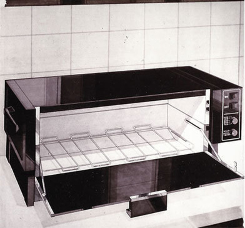 Three quarters view concept rendering for the toaster oven open