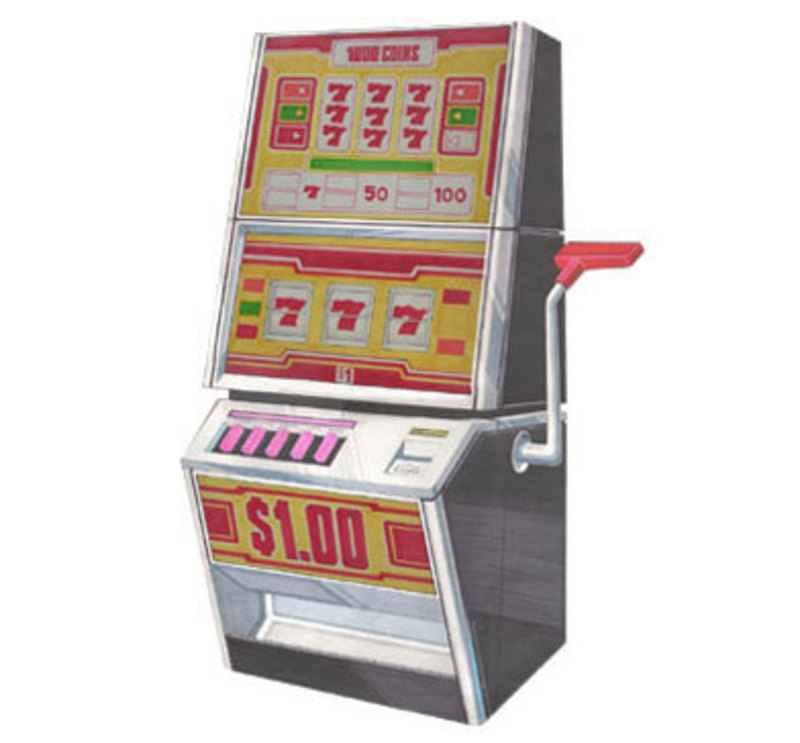 Three quarters front view concept illustration of  Bally Slot Machine