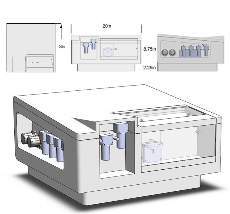 Archimedes Particle Metrology System rectilinear design design concept showing design details