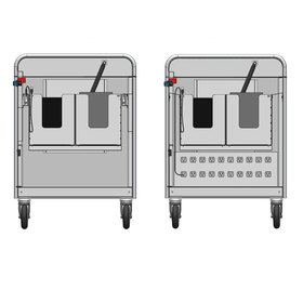 SolidWorks cross-section view of the Android cart showing how the pockets and power supply fit