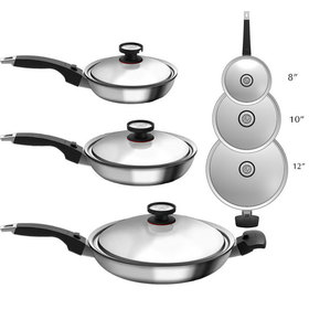 Multiple Views of 3 sizes of INNOVE Skillets