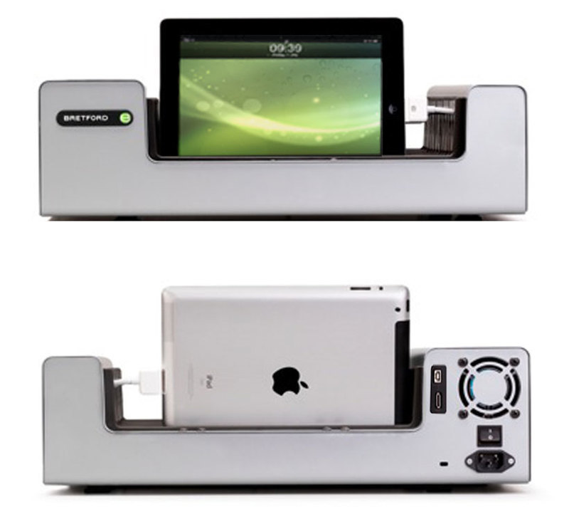 Collage showing front a rear view of the PowerSync tray without a protective screen