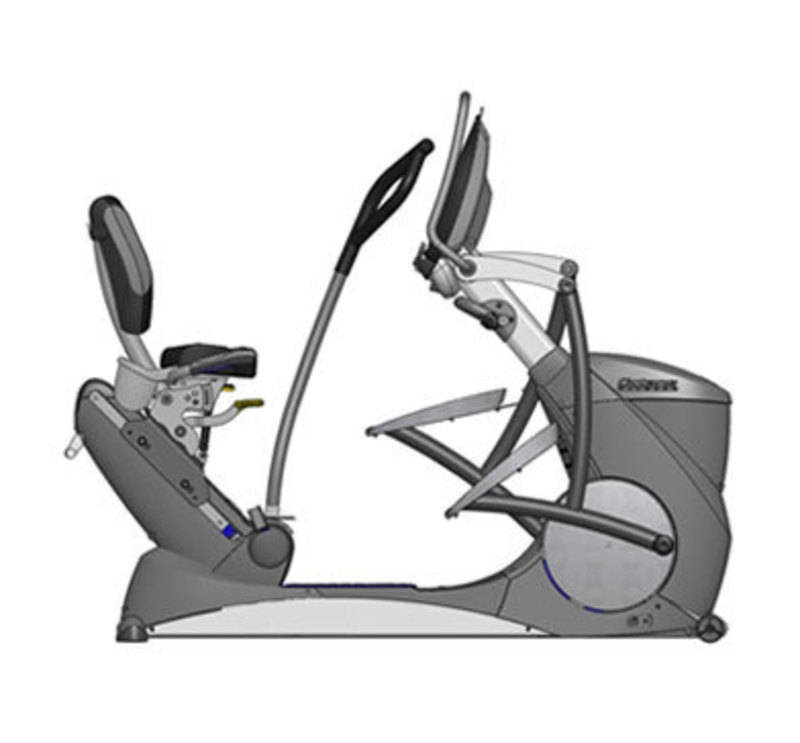 Full side view of the entire Kermit series elliptical machine