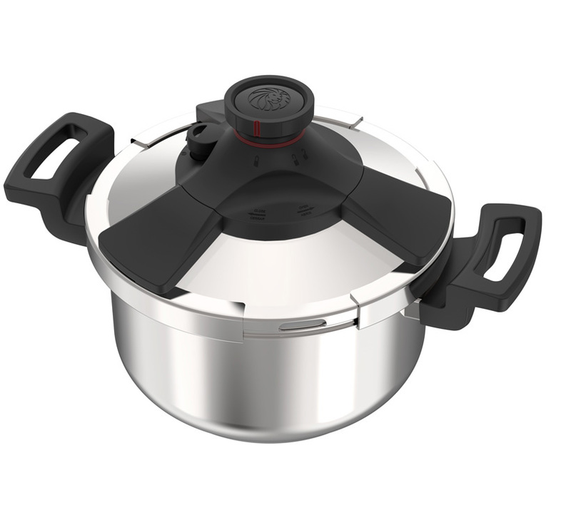 Front three quarters overhead view of the Hy Cite pressure cooker