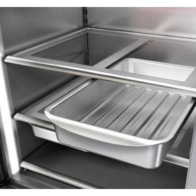 Close up view of the oven-safe trays in the PRO 36 refrigerator