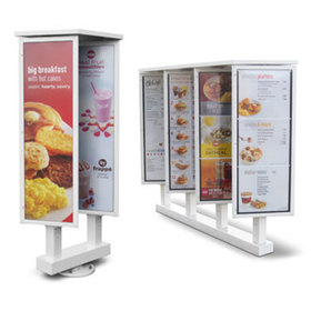 View of the rotating menu boards with example menus in place
