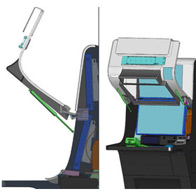 SolidWorks view of the Bluebird xD Upright Slot Machine’s service panel open