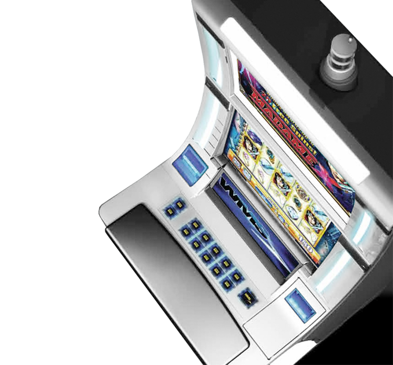 Overhead view of the Bluebird xD slot machine’s control panel