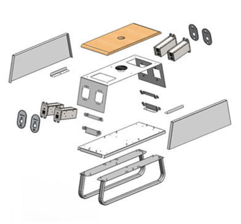 Exploded view of an initial design for the modular power bridge