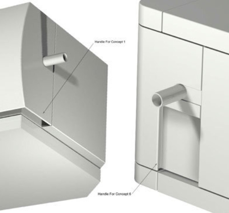 Detail view showing how the two rendered concepts differ in how their doors open