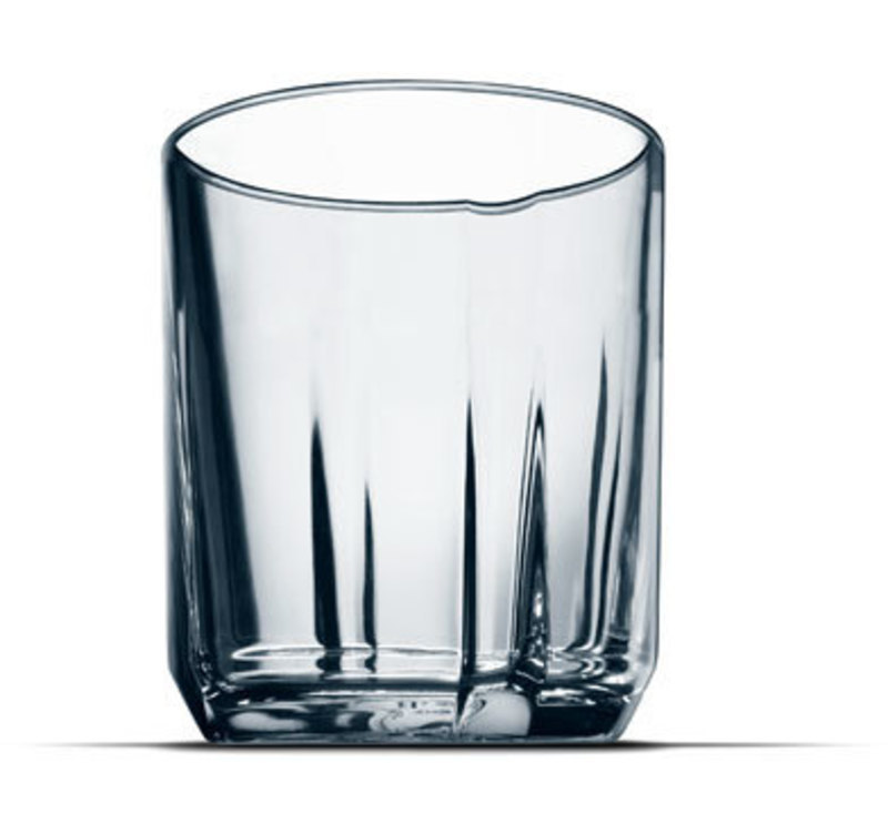 Low angle view of a small juice glass from the Clarus Collection