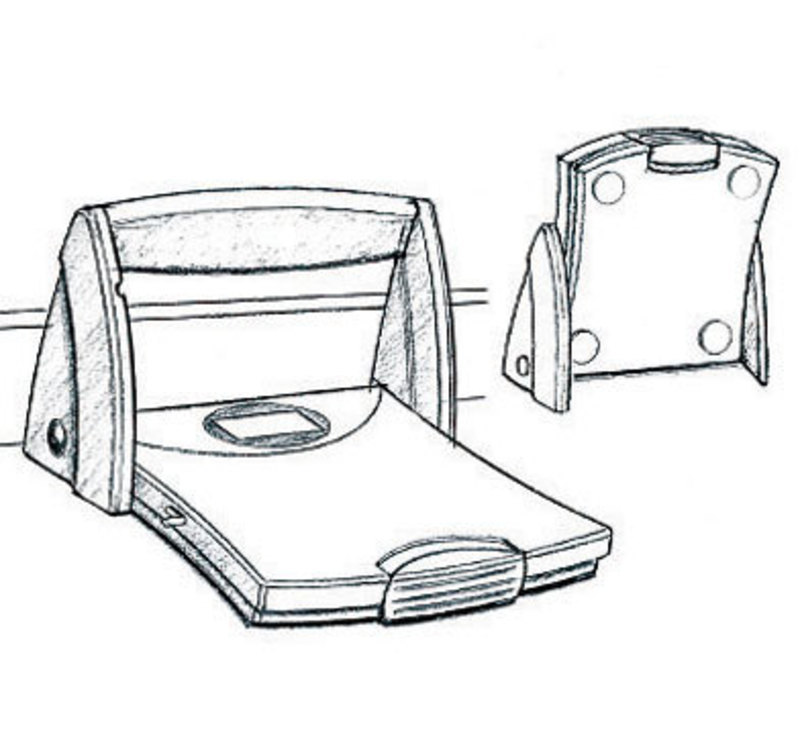 Initial concept sketches for the Tuck-a-Weigh Folding Scale folded and unfolded