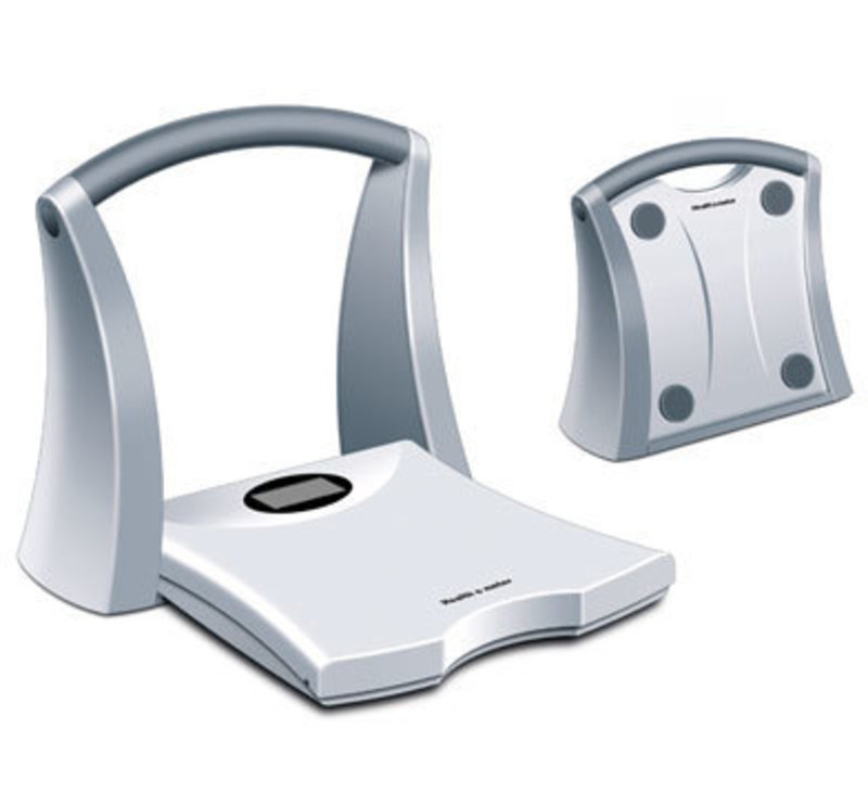 Initial concept rendering for the Tuck-a-Weigh Folding Scale folded and unfolded