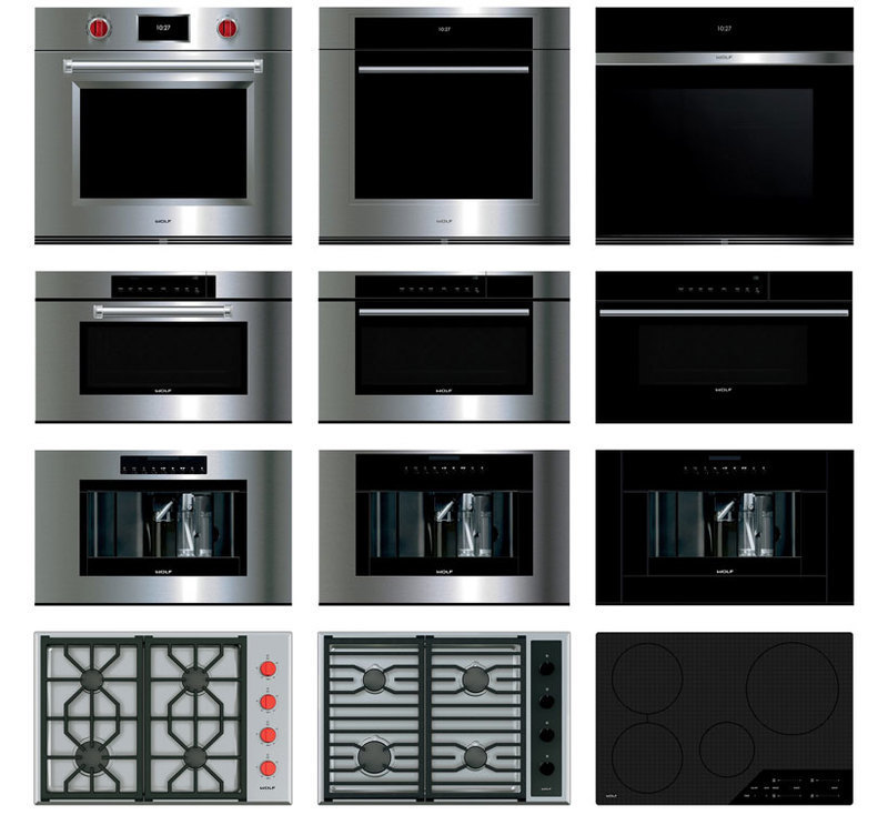 Collage of the entire Wolf Wall oven product family