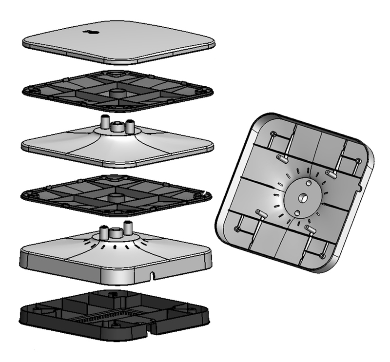 Exploded view of the plastic enclosure for the LG home gateway